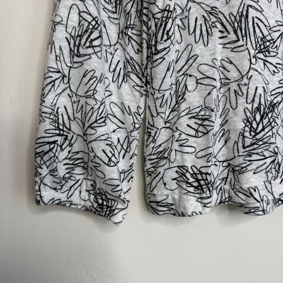 Nation Ltd Black & White Scribble 3/4 Sleeve Top Breathable Lightweight Artsy - Picture 2 of 7